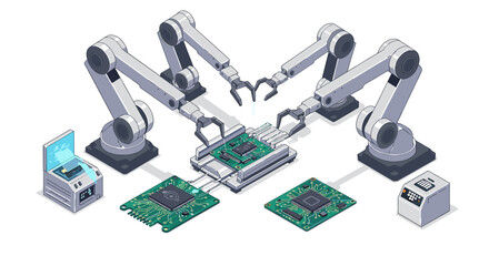 Poster - Futuristic robotics and ai technology vector illustration for innovation and tech design