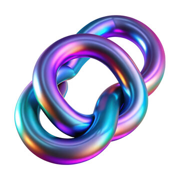 3d rendered interlinked iridescent rings