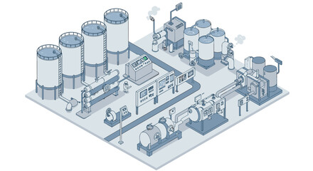 Poster - Isometric industrial plant vector illustration for engineering design