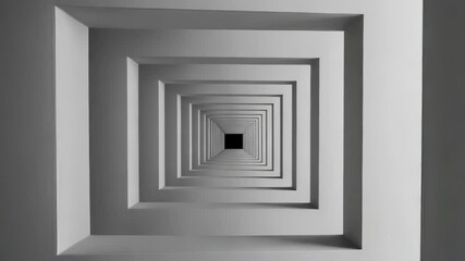 Poster - A square tunnel with a repetitive geometric pattern creates an abstract perspective, vanishing into the distance with a modern design