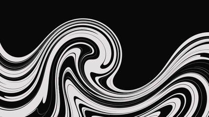 Poster - Abstract black and white swirling pattern with wave like design in a horizontal orientation style image