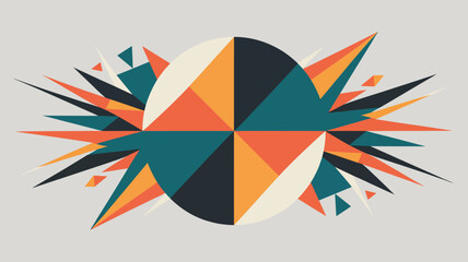 Poster - Geometric design featuring a central circle with radiating triangles in a modern abstract style