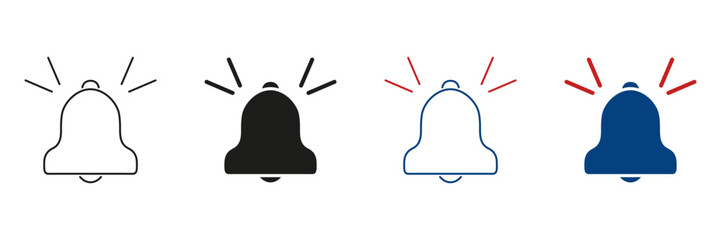 Fototapete - Notification Bell Line And Solid Icon Set. Alert And Reminder Symbol Collection. Alarm, Notification, And Reminder Functionality. Isolated Vector Illustration
