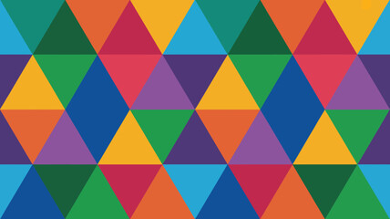 Poster - A seamless pattern of colorful triangles arranged in a geometric mosaic design with vibrant hues and sharp edges