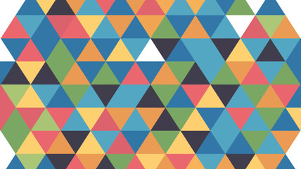Poster - A colorful geometric pattern featuring triangles of various colors arranged in a mosaic style design