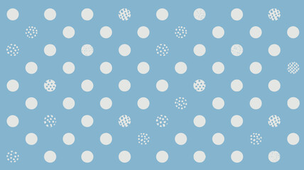Poster - A light blue background with an array of white polka dots and some patterned polka dots scattered around