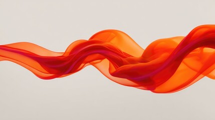 Poster - Fluid Red and Orange Waves Flowing in Graceful Motion Over a Soft Neutral Background for Abstract and Artistic Decorative Uses