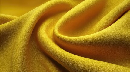 Fototapete - Elegant yellow fabric draping softly, showcasing smooth texture and rich color, ideal for backgrounds, fashion, crafts, and creative design projects in various settings