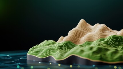 Poster - Survey Mapping Exploration Concept, Detailed 3D Terrain Model with Elevation Data and Layered Textures for Geospatial Visualization Projects