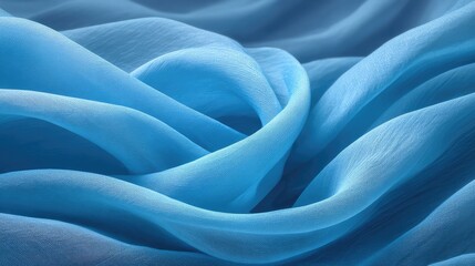 Fototapete - Soft and Flowing Light Blue Fabric Background with Gentle Waves and Textures Ideal for Design, Fashion, or Art Projects Highlighting Elegance and Serenity