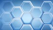 © pinporn manosri - Abstract Blue Hexagon Pattern Background with Soft Lighting and Geometric Shapes Perfect for Technology, Science, and Modern Design Projects