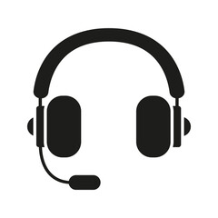 Poster - Headset With Microphone Solid Icon. Customer Support, Communication, And Call Center Silhouette Symbol. Audio Equipment For Gaming And Online Meetings. Isolated Vector Illustration