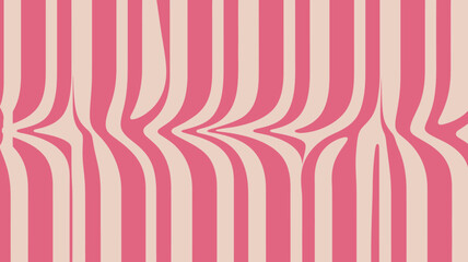 Poster - A distorted striped pattern with pink and beige colors creating a wavy and abstract visual effect.