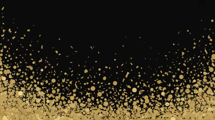 Poster - Golden confetti falling against a black background creating a festive and celebratory atmosphere look 100
