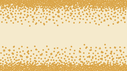 Poster - A light beige background with golden dots and shapes arranged in a scattered pattern on the top and bottom
