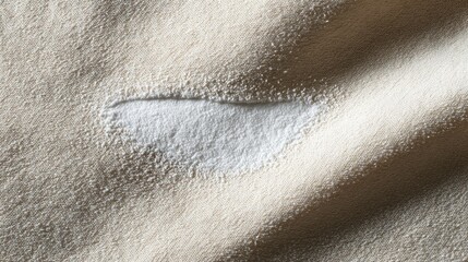 Poster - Close-up of Soft Beige Fabric with a Patch of White Powdery Substance on the Surface, Highlighting Texture, Color Contrast, and Material Detail in Natural Lighting