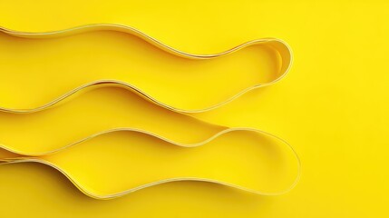 Poster - Wavy Yellow Paper Strips on a Bright Yellow Background, Ideal for Creative Projects, Design Elements, and Artistic Expressions in Vivid Color Palettes
