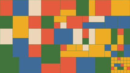 Poster - A colorful abstract geometric pattern with squares and rectangles in various sizes and arrangements