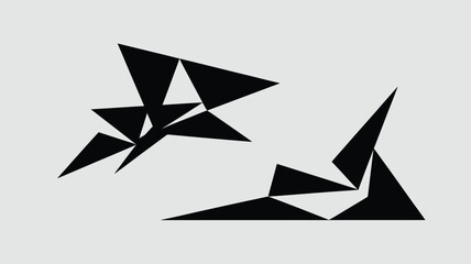 Poster - Two clusters of black triangles arranged in abstract geometric compositions on a light gray background
