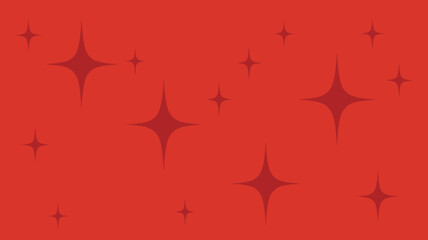 Poster - A red background with multiple four pointed stars scattered across the surface in a simple pattern design