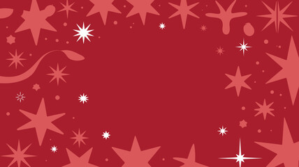 Poster - A red background with a border of stars and a swirl design creating a festive and celebratory mood