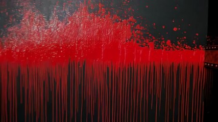 Poster - A grungy dark background with red paint and metal rivets creates a vintage and industrial texture