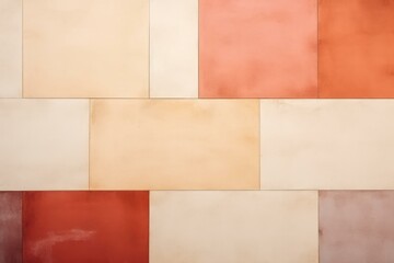 Poster - Colorful rectangular tiles create a geometric pattern on a modern wall, suitable for backgrounds and design projects