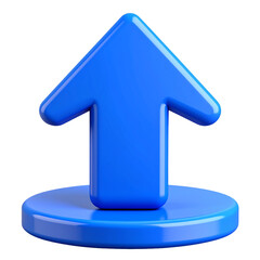 Aufkleber - Ascending Arrow: A striking, bright blue upward-pointing arrow symbol, 3D rendered against a clean backdrop, perfect for representing growth, progress, or uploads. 