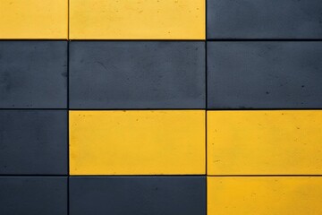 Poster - Modern architectural detail featuring a checkered pattern of yellow and dark gray concrete slabs, creating a visually striking geometric design