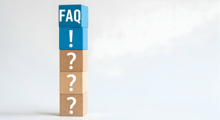 Poster - Wooden blocks stacked vertically, light blue blocks with white 