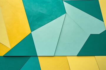 Poster - Abstract background with geometric shapes in yellow, green, and light blue, creating a modern and vibrant design