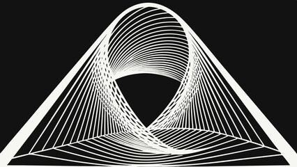 Leinwandbilder - Abstract white geometric lines forming a tunnel on a black background