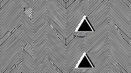 Poster - Abstract black and white geometric pattern with triangles and optical illusion