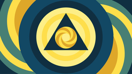 Poster - Abstract geometric design with concentric circles and a central triangle containing a spiral