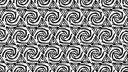 Aufkleber - Abstract black and white geometric swirl pattern with triangle motifs