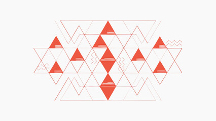 Leinwandbilder - Geometric pattern of red triangles and lines on a white background