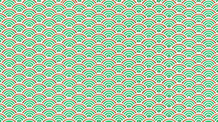 Poster - Seamless pattern of green and brown concentric arcs on a white background
