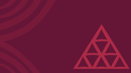 Poster - Abstract geometric pattern with curved lines and triangular shapes on a burgundy background