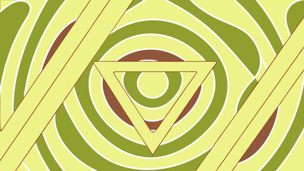 Poster - Abstract geometric pattern with concentric circles and intersecting triangles in earthy tones