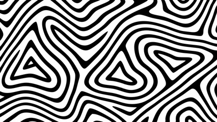 Aufkleber - Abstract black and white wavy lines forming a dynamic and organic pattern