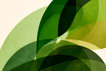Poster - Green Abstract Overlapping Arcs Organic Shapes Calm Fresh Nature Artwork