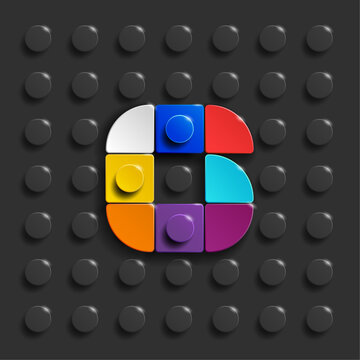 Colorful letters S of alphabet from building bricks on blue brick background. 3d letters . Realistic letters S. 3d letters a from building bricks