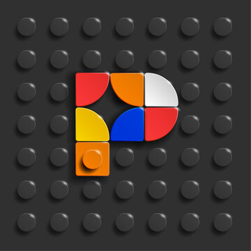 Colorful letters S of alphabet from building bricks on blue brick background. 3d letters . Realistic letters S. 3d letters a from building bricks