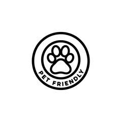 Fototapete - Pet friendly symbol featuring a paw print in a circle with text below on transparent background , no background