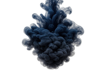 Poster - Abstract navy blue ink cloud isolated on transparent background, swirling gracefully