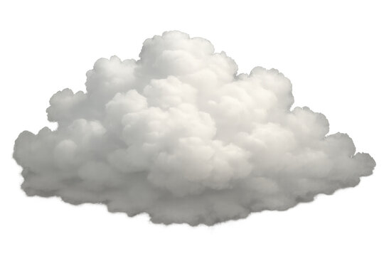 Fluffy white cloud isolated on transparent background, sky element cutout, soft