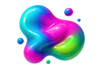 Poster - Abstract multicolored liquid blob isolated on transparent background, art design