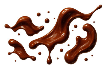 Poster - Delicious chocolate splash isolated on transparent background, flowing and smooth