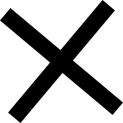 Poster - Bold black x symbol or cross shape on a clean white background