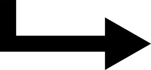 Poster - Black arrow pointing right with a sharp corner on a white background